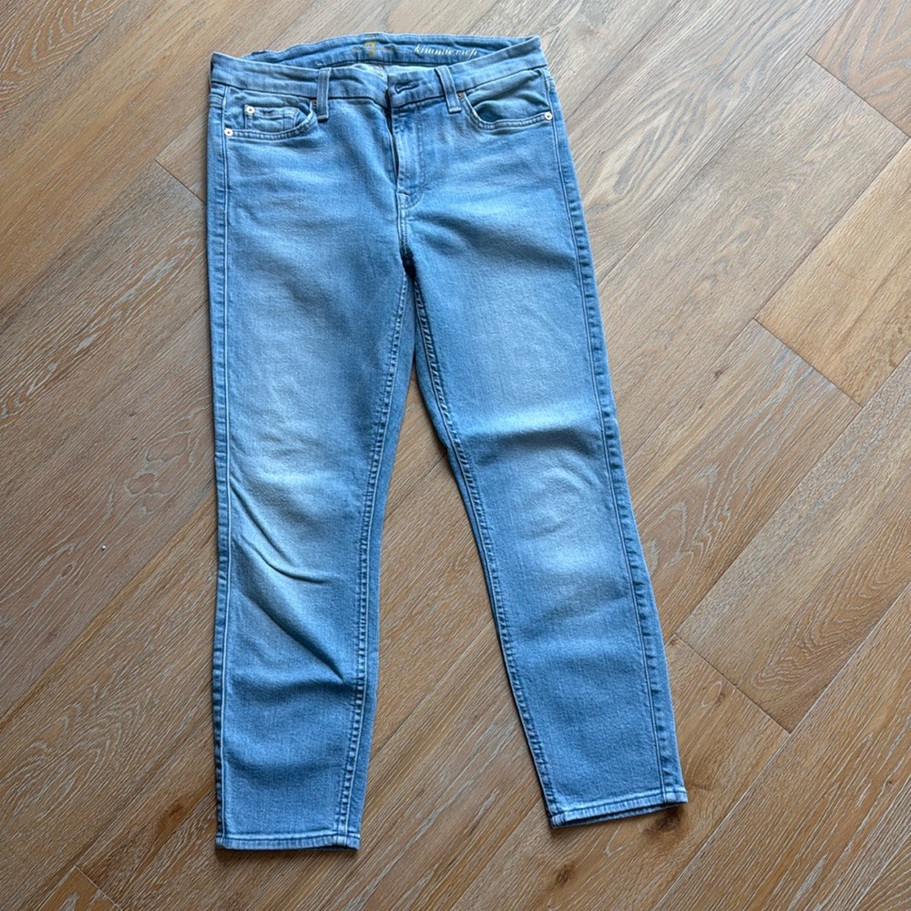 7 For All Mankind 28 Kimmie Crop light blue denim jeans